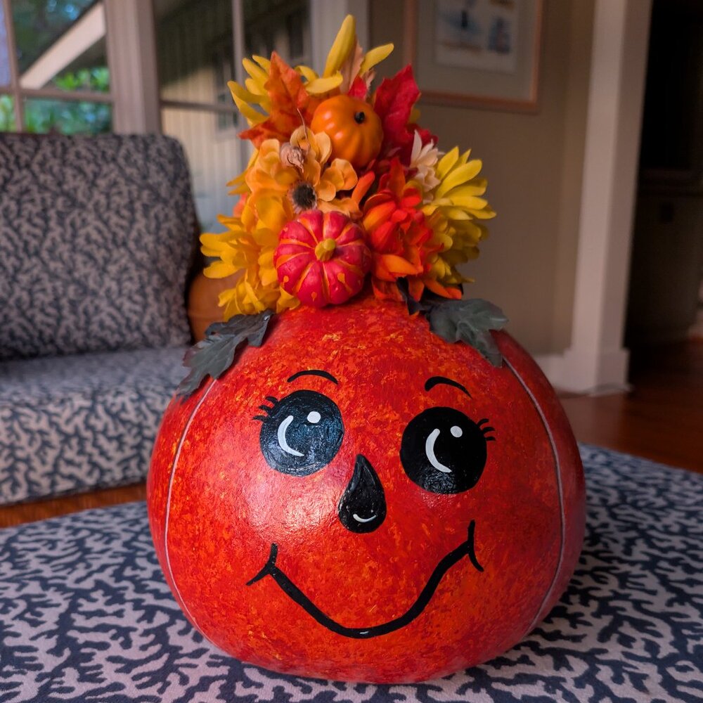 Hand Painted Festive Fall Gourd